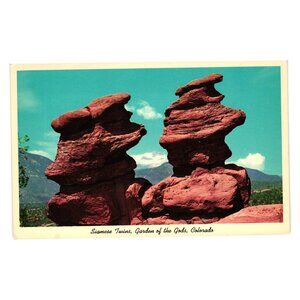 Siamese Twins Garden Of The Gods Colorado Postcard Red Sandstone Formations